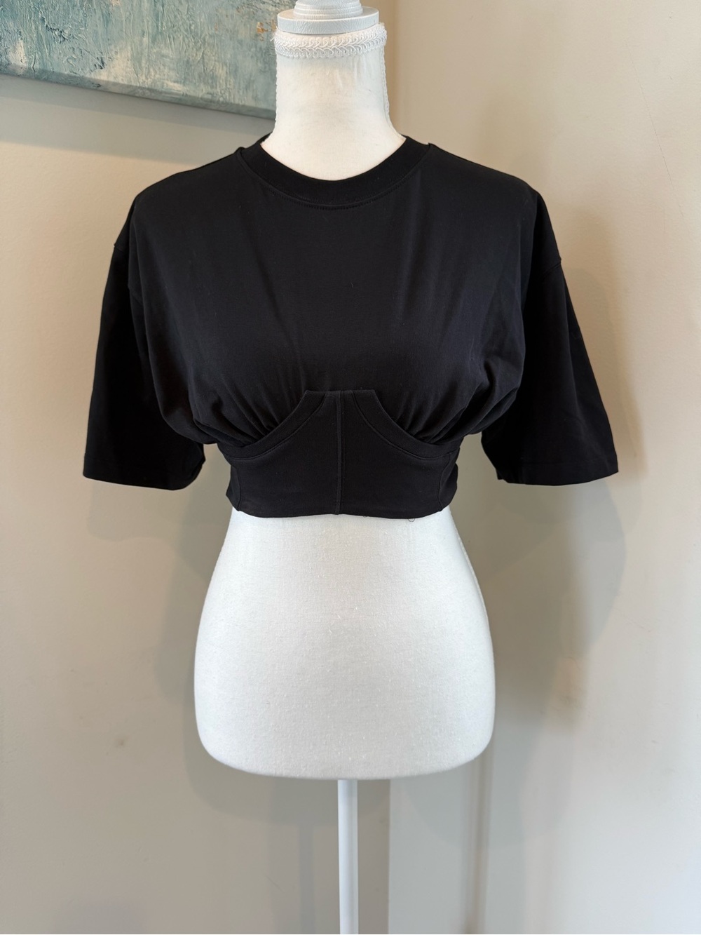 Jacquemus Black Le Caraco cropped T-shirt xs